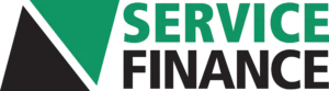 Logo with a green and black triangle on the left and the words “SERVICE FINANCE” in bold green and black text on the right, representing trusted financing options for your needs.